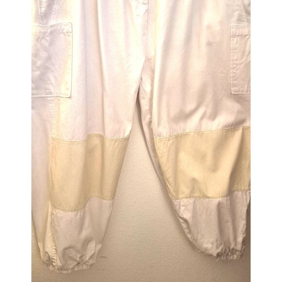 Native Youth 100% Cotton White Cargo Jogger Pants w/Tan Patch Size 24 EUC - Picture 3 of 8